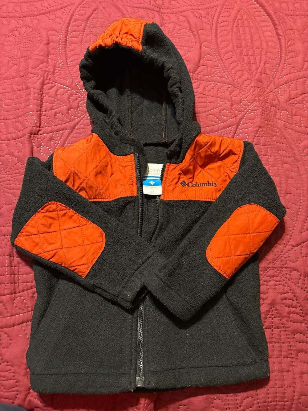Columbia Rugged Ridge Hooded Fleece Jacket Size 24 Months Black Orange
